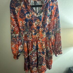 SHEIN Multicolor Floral V-Neck Dress